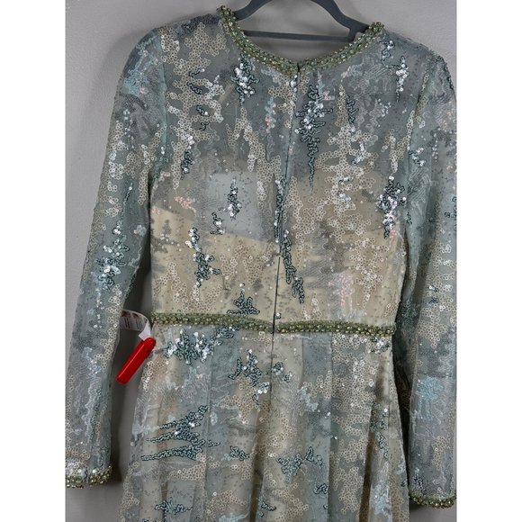 Mac Duggal Dress Gown 12460 Cocktail Formal Embellished Mesh Blue Size 6 NWT - Picture 9 of 9